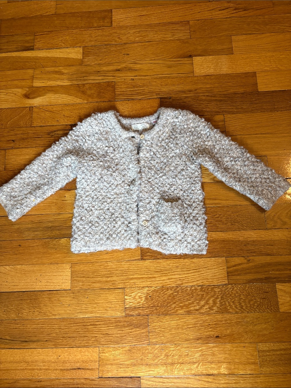 Zara Mini Baby Chunky Textured Cardigan, Cream Wool, Warm! - 9-12 mo